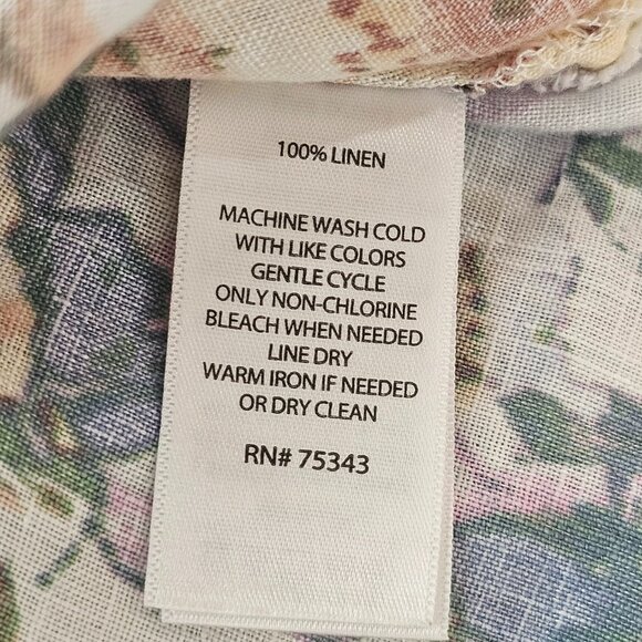 St. Tropez West 100% Linen Tunic Top Floral Size XL Flower Bohemian Pullover - Picture 5 of 10